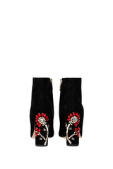 Bakancs-Csizma Dolce&Gabbana Női Velúr Fekete, Piros és Ezüstszínű