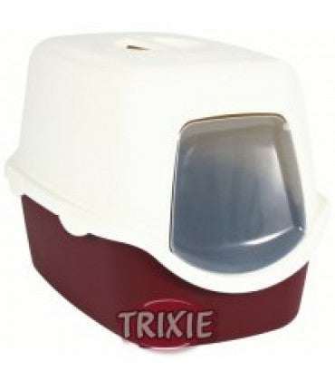 Trixie Vico Cat Litter Tray With Dome 16"x16"x23" Bordeaux/Cream