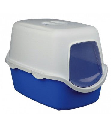 Trixie Vico Cat Litter Tray With Dome 16"x16"x23" Blue/White