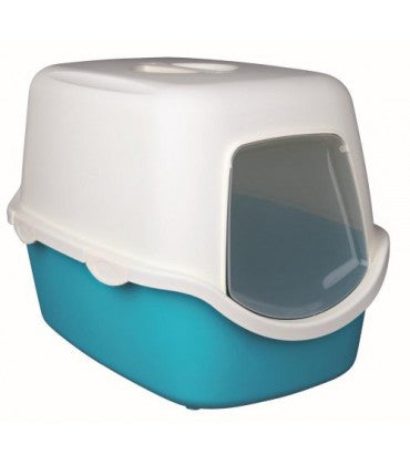 Trixie Vico Cat Litter Tray With Dome 16"x16"x23" Turquoise/White