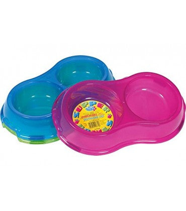 Pet Brands Translucent Supper Pet Food Bowls 325 ml Double Dish