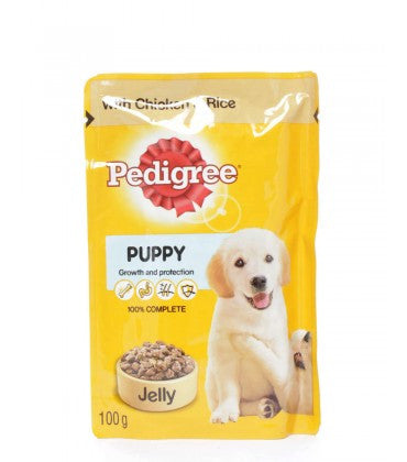 Pedigree Puppy Jelly Dog Food Pouch with Chicken & Rice 12 Pack