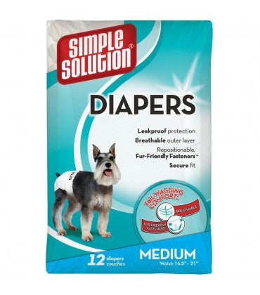 Bramton Simple Solution Disposable Dog Diapers Medium - 12 pack