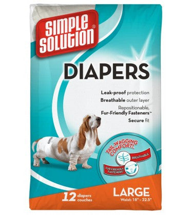 Bramton Simple Solution Disposable Dog Diapers Large - 12 pack