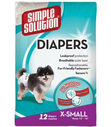 Bramton Simple Solution Disposable Dog Diapers XS - 12 pack