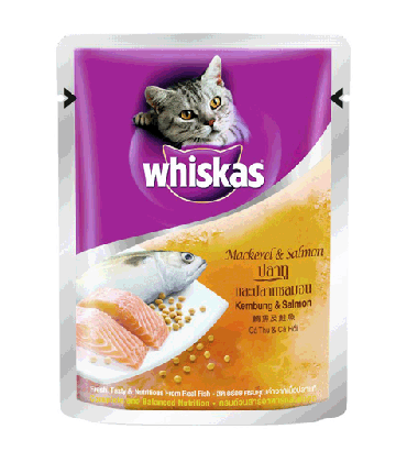 Whiskas Adult Wet Food Mackeral and Salmon 85 g Wet Cat Food  Pack of 6