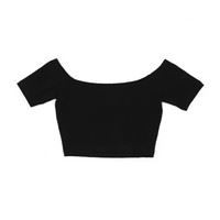 Cotton Spandex off-shoulder crop top (RSA8389)