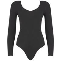 Women's cotton Spandex double u-neck long sleeve bodysuit (RSA8357)