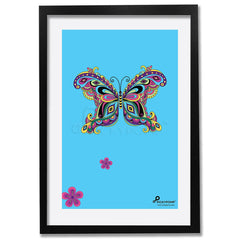 Colorful Butterfly in Blue BG