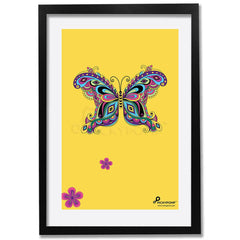 Colorful Butterfly in Yellow BG