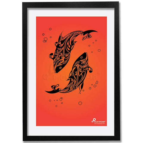 Artistic Fishes in saffron BG