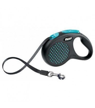 Flexi Design M-L Tape 5m Blue, Retractable Dog Leash