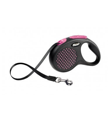 Flexi Design M-L Tape 5m Pink, Retractable Dog Leash