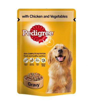 Pedigree Adult Gravy Dog Food Pouch with Chicken & Vegetables 12 Pack