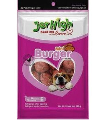 Jer High Mini Burger Dog Treats 100 g