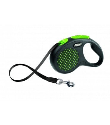 Flexi Design M-L Tape 5m Green, Retractable Dog Leash