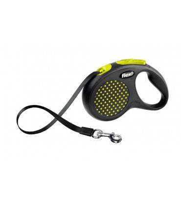 Flexi Design M-L Tape 5m Yellow, Retractable Dog Leash