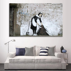 AAA 1 Pcs Banksy Art Maid Dark Version Wall Pictures for Bedroom Pictures Modern Figures Wall Canvas Painting