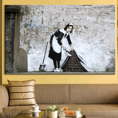 AAA 1 Pcs Banksy Art Maid Dark Version Wall Pictures for Bedroom Pictures Modern Figures Wall Canvas Painting