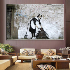 AAA 1 Pcs Banksy Art Maid Dark Version Wall Pictures for Bedroom Pictures Modern Figures Wall Canvas Painting