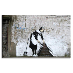 AAA 1 Pcs Banksy Art Maid Dark Version Wall Pictures for Bedroom Pictures Modern Figures Wall Canvas Painting