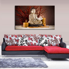 AAA 1 Pcs Modern Buddha Painting Large Size Holy Still Life Buddha with Candles light up Wall Art Home Decor Painting