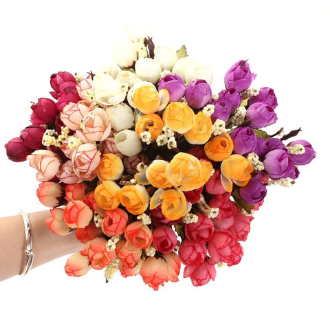 AAA 15 Heads Artificial Rose Silk Home Wedding Party Bridal Decor 1 Bouquet Flower Simulation Options Suppiless 7 Color