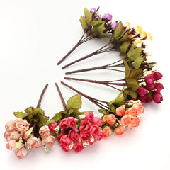AAA 15 Heads Artificial Rose Silk Home Wedding Party Bridal Decor 1 Bouquet Flower Simulation Options Suppiless 7 Color