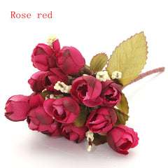 AAA 15 Heads Artificial Rose Silk Home Wedding Party Bridal Decor 1 Bouquet Flower Simulation Options Suppiless 7 Color