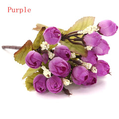 AAA 15 Heads Artificial Rose Silk Home Wedding Party Bridal Decor 1 Bouquet Flower Simulation Options Suppiless 7 Color