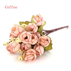 AAA 15 Heads Artificial Rose Silk Home Wedding Party Bridal Decor 1 Bouquet Flower Simulation Options Suppiless 7 Color