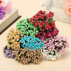 AAA 12Pcs Bouquet  Foam Floral Artificial Fake Flower Cherry Leaf Bouquet Wedding Bridal Party Decor DIY Accessories