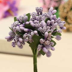 AAA 12Pcs Bouquet  Foam Floral Artificial Fake Flower Cherry Leaf Bouquet Wedding Bridal Party Decor DIY Accessories