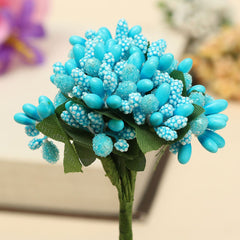 AAA 12Pcs Bouquet  Foam Floral Artificial Fake Flower Cherry Leaf Bouquet Wedding Bridal Party Decor DIY Accessories