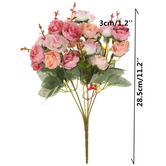 AAA 1 Bunch 21 Heads Artificial Silk Flowers Leaf Rose Wedding Floral Design Decorative Crafts Party Events Favors Accessories