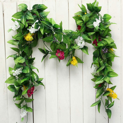 AAA 2.4M Artificial Fake Silk Hyacinth Flower Garland Home Garden Wedding Decoration Foliage Vine Floral Hanging Ivy 5 Colors