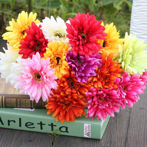 AAA 10pcs/pack Artificial Gerbera Colorful Flower Romantic Beautiful Wedding Party Fit For Home Shop Office Decorations