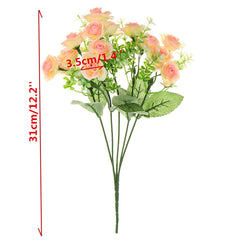 AAA 15 Head Silk Bunch Flowers Artificial Rose Flower Leaf Fake Hydrangea Wedding Party Bouquet Bridal Home Decor Floral