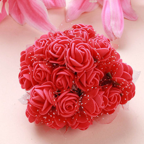 AAA 144pcs PE Foam Artificial Rose Flowers 12 Branches Colorful Flowers Decor For Home Room Wedding Party Decoration