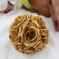 AAA 10pcs 5.5inch Gold Silk Flower Ball Rose Kiss Ball for Wedding Decoration Flower Ball Centerpieces Festive Party Supplies