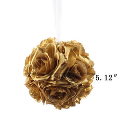 AAA 10pcs 5.5inch Gold Silk Flower Ball Rose Kiss Ball for Wedding Decoration Flower Ball Centerpieces Festive Party Supplies