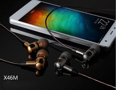 AAA X46M High Quality Earphone Wired Music Headset Detachable Earphones In-ear with MIC 3.5 MM Plug Golden And Gray