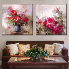 AAA 2 Pcs/Set Post-modern Wall Painting Peony Flower Oil Painting On Canvas Wall Art Picture Wall Pictures for Living Room