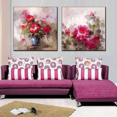 AAA 2 Pcs/Set Post-modern Wall Painting Peony Flower Oil Painting On Canvas Wall Art Picture Wall Pictures for Living Room