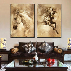 AAA 2 Pcs/Set Modern European Oil Painting Horse On Canvas Wall Art Picture  Wall Pictures for Living Room Modern Wall Painting