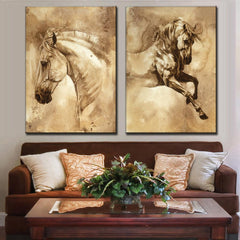 AAA 2 Pcs/Set Modern European Oil Painting Horse On Canvas Wall Art Picture  Wall Pictures for Living Room Modern Wall Painting