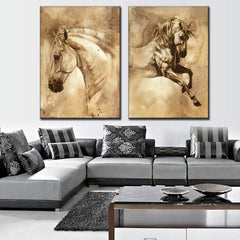 AAA 2 Pcs/Set Modern European Oil Painting Horse On Canvas Wall Art Picture  Wall Pictures for Living Room Modern Wall Painting