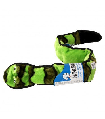 Kyjen Invinc Snake 6 Squeak Plush Dog Toy - Green